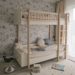 ŁÓŻKO DWUPIĘTROWE BASIC ZŁAMANA BIEL - WOOD LUCK DESIGN