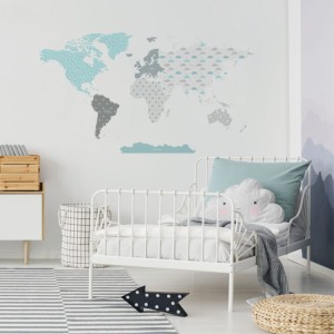 NAKLEJKA NA ŚCIANĘ MAPA ŚWIATA DK341 - YOKO DESIGN