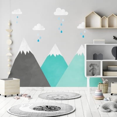 naklejki na ścianę do pokoju dziecka yoko design góry miętowe