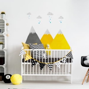 NAKLEJKA NA ŚCIANĘ ŻÓŁTE GÓRY I CHMURKI - YOKO DESIGN