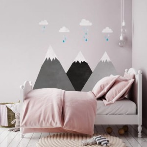 NAKLEJKA NA ŚCIANĘ SZARE GÓRY I CHMURKI - YOKO DESIGN