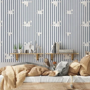 TAPETA GĄSKI PASKI GRANATOWE W145 - YOKO DESIGN