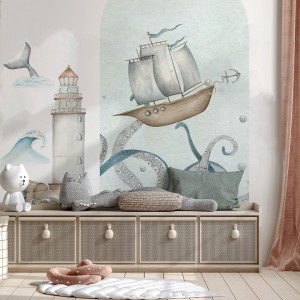 NAKLEJKA W KSZTAŁCIE ŁUKU GŁĘBIA OCEANU STATEK - YOKO DESIGN