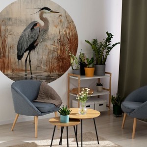 NAKLEJKA W KSZTAŁCIE KOŁA PTAK ŻURAW - YOKO DESIGN