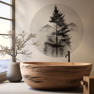 NAKLEJKA W KSZTAŁCIE KOŁA KRAJOBRAZ GÓRY - YOKO DESIGN