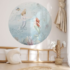 NAKLEJKA W KSZTAŁCIE KOŁA GŁĘBIA OCEANU SYRENY - YOKO DESIGN