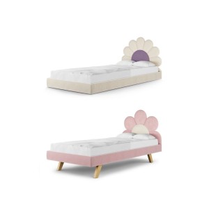 MINKO - ŁÓŻKO TAPICEROWANE DLA DZIECKA DAISY STOKROTKA LEGS TEXTI 