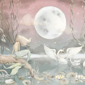DEKORILLO MURAL MERMAID LAKE TAPETA Z SYRENĄ SELEDYNOWA - PRÓBKA TAPETY
