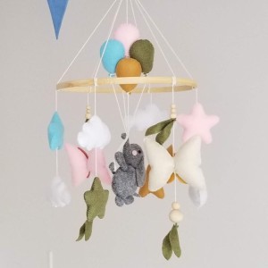 KARUZELA DO ŁÓŻECZKA SŁOŃ Z BALONAMI - MARMYS FELT STUDIO