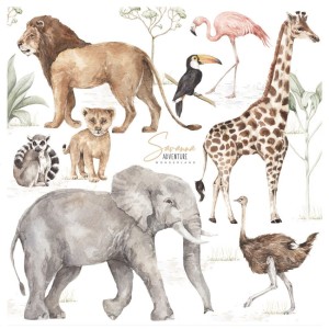 ZESTAW NAKLEJEK NA ŚCIANĘ SAVANNA WONDERLAND - DEKORNIK 