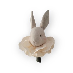 LOVE ME DECORATION - RABBIT NATURAL IN IVORY FLOWER