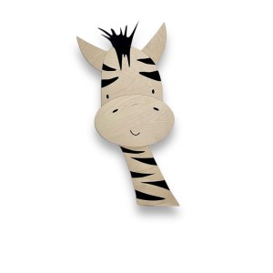 Drewniana dekoracja ścienna Zebra do pokoju dziecięcego 