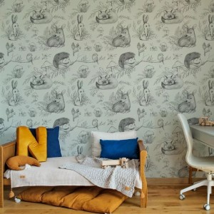 TAPETA DLA DZIECKA ZE ZWIERZĘTAMI DEER&FRIENDS GREEN - MALUMI