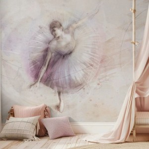 TAPETA DLA DZIEWCZYNKI Z BALETNICĄ BALLET DESERT ROSE - MALUMI