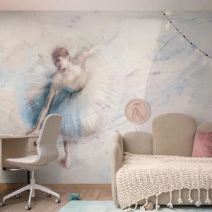 TAPETA DLA DZIEWCZYNKI Z BALETNICĄ BALLET BLUE - MALUMI