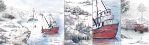 MALUMI BOATS BLUE - PRÓBKA TAPETY  