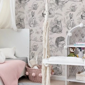 TAPETA DLA DZIECKA ZE ZWIERZĘTAMI DEER&FRIENDS ROSE - MALUMI