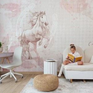 TAPETA DZIEWCZĘCA Z KONIEM GALOP ROSE - MALUMI