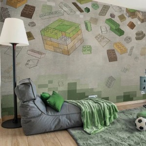 TAPETA DLA DZIECKA Z KLOCKAMI GREEN BLOCKS - MALUMI