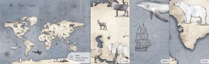 MALUMI MAPS DARK BLUE - PRÓBKA TAPETY  