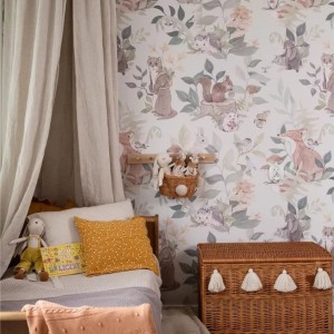 TAPETA DLA DZIECKA ZE ZWIERZĄTKAMI WOODLAND SMALL GREEN - MALUMI