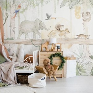 TAPETA DLA DZIECKA SAFARI ANIMALS GREEN - MALUMI