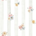 Tapeta dziewczęca Pastel Flowers z oliwkowymi paskami marki Dekorillo do pokoju dziecka