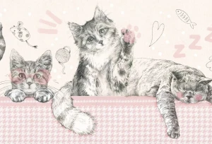 MALUMI KITTIES PINK - PRÓBKA TAPETY 
