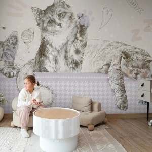 TAPETA Z KOTKAMI KITTIES PURPLE - MALUMI