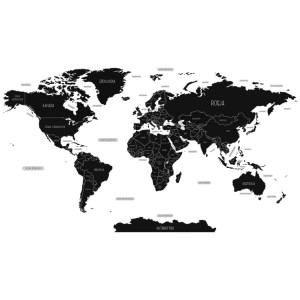 NAKLEJKA NA ŚCIANĘ CZARNA MAPA ŚWIATA DK391 - YOKO DESIGN
