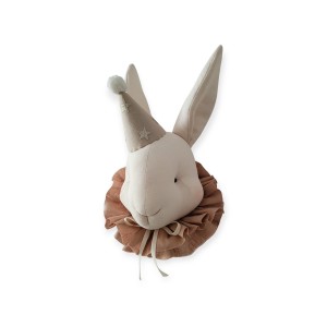 Dekoracja na ścianę do pokoju dziecka Królik cyrkowy jasno beżowy w czapce z gwiazdami – Love Me Decoration