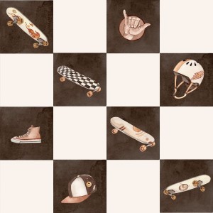 TAPETA DLA DZIECKA SKATE SZACHOWNICA - DEKORILLO