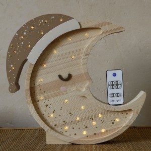 LAMPKA NOCNA DLA DZIECKA KSIĘŻYC CAPPUCCINO WOOD - LITTLE LIGHTS