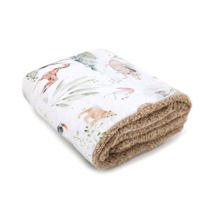 CIEPŁY KOCYK SHERPA SAWANNA 75X100 CM - MAKASZKA