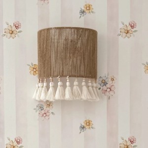 KINKIET ŚCIENNY BOHO - ABAŻUR Z FRĘDZLAMI I KORALIKAMI - MARMYS FELT STUDIO