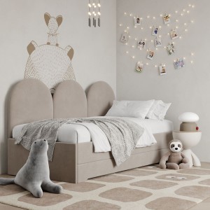 MINKO - ŁÓŻKO TAPICEROWANE Z PANELAMI ŚCIENNYMI DOUBLE BED