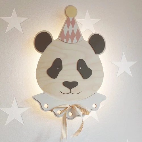 lampka panda z drewna bajkowe wnętrza