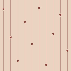 TAPETA DZIECIĘCA W PASKI I SERCA TENDER HEARTS - DEKORILLO 