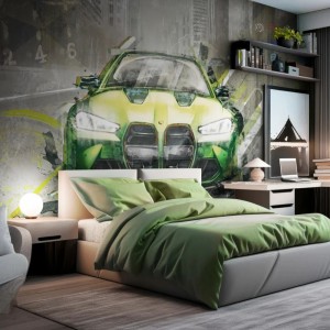 TAPETA DLA CHŁOPCA FAST CAR GREEN - MALUMI