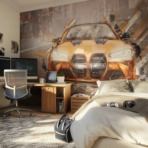 TAPETA DLA CHŁOPCA FAST CAR ORANGE - MALUMI