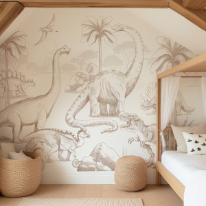 TAPETA DINOZAURY SEPIA - PASTELOWE LOVE 