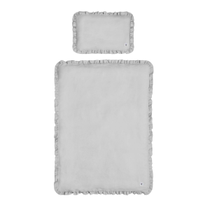 Pościel lniana z falbanką 100x135 cm stone gray - Bellamy