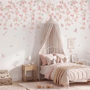 TAPETA DLA DZIEWCZYNKI SAKURA PASTELOWA - PASTELOWE LOVE 