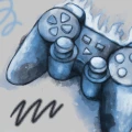 Gaming room z niebieską tapetą i dodatkami dla gracza