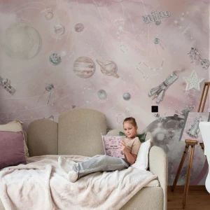 TAPETA DLA DZIEWCZYNKI KOSMOS ROSE - MALUMI