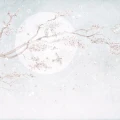 Tapeta dziecięca Magnolia Mint z motywem magnolii i ptaszków