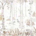 apeta dziecięca Hello Forest Beige z motywem drzew