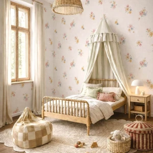 TAPETA DZIEWCZĘCA PASTEL FLOWERS - DEKORILLO 