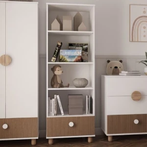 Regał z szufladą Loft biel/natura