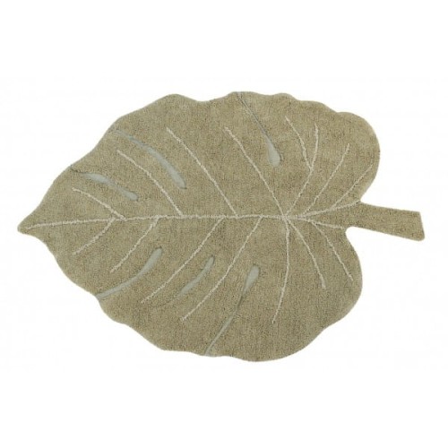 dywan Monstera z liśćmi roślinnymi w naturalnych kolorach